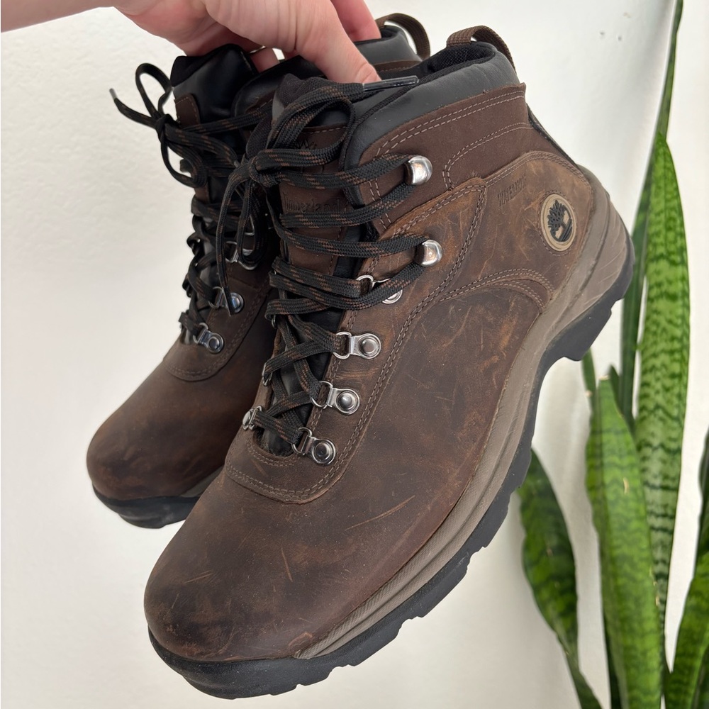 11 Wide Mens Timberland Waterproof Leather Boots Flume Hiking Ankle Lace REI